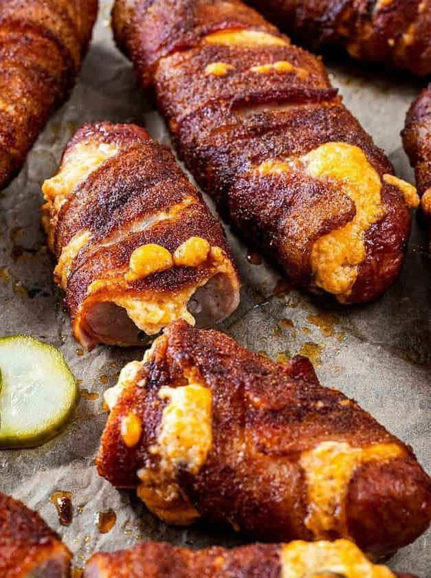 Bacon-Wrapped Sausage Popper Boats