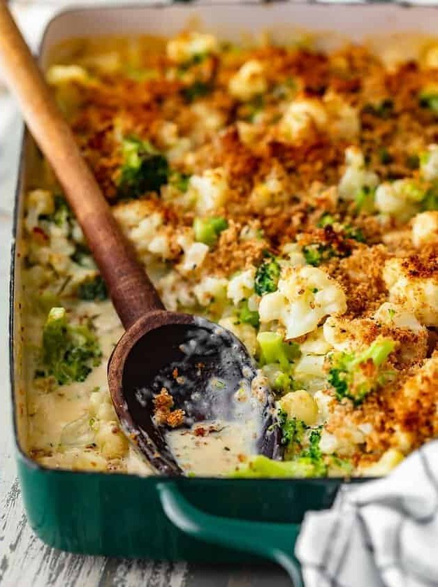 Cheesy Broccoli and Cauliflower Gratin