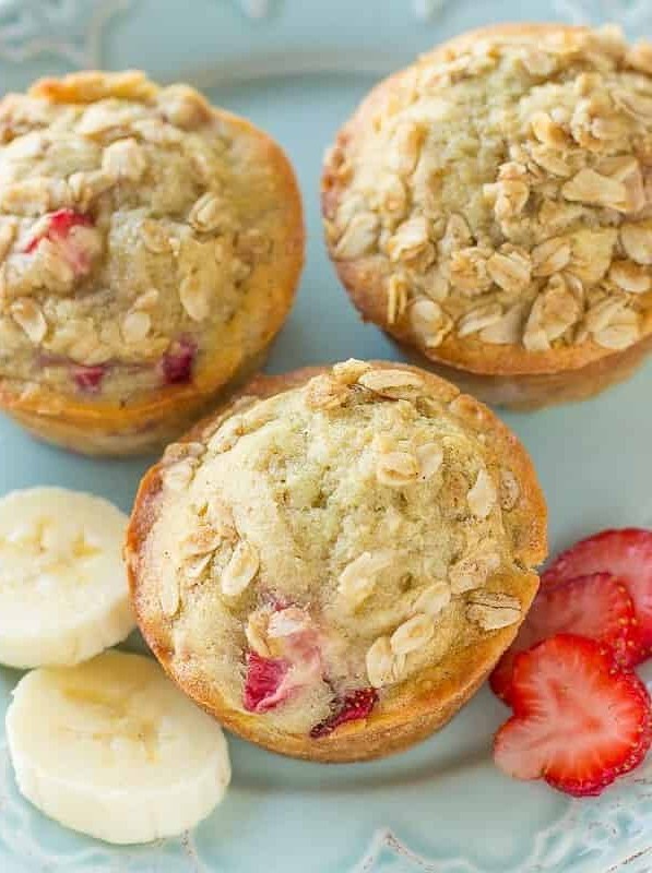 Strawberry Banana Oat Muffins