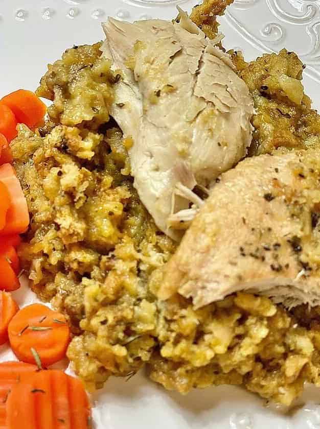 Easy Slow Cooker Chicken and Stuffing