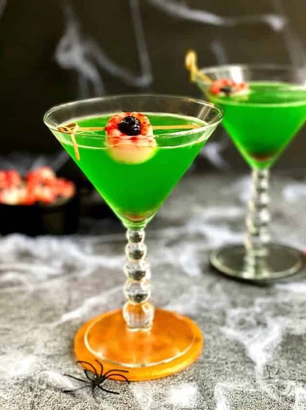 Green Halloween Lychee Gin Cocktail