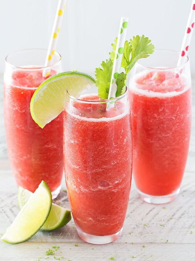 Boozy Strawberry Limeade Slushies