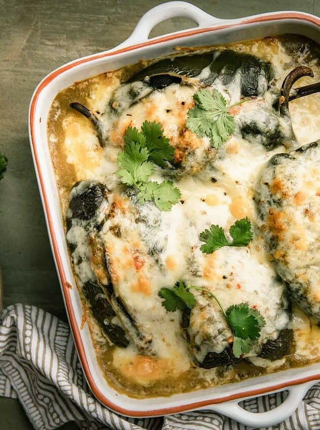 Chicken Stuffed Poblano Peppers with Cheese