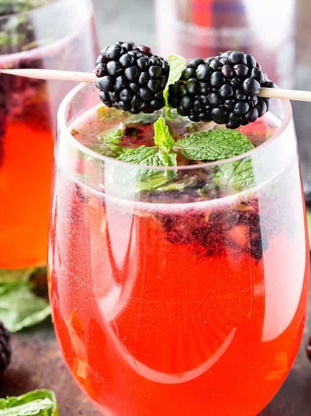 Black Cherry Dragonfruit Mocktail With Blackberry Mint and Lime