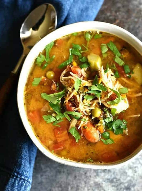 Instant Pot Vegetable Soup with Shredded Chicken