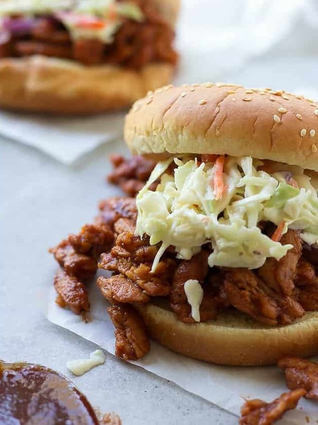 Vegan BBQ Sandwich with Soy Curls