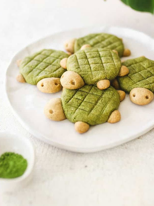 Turtle-Shaped Vegan Matcha Cookies