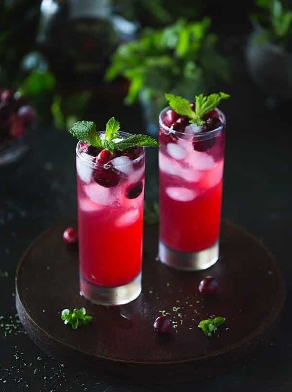 Cranberry and Mint Rum Punch