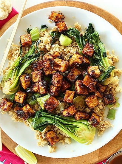 Crispy Peanut Tofu & Cauliflower Rice Stir-Fry