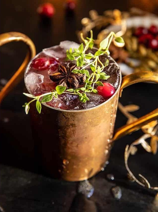 Spiced Cranberry Thyme Moscow Mule