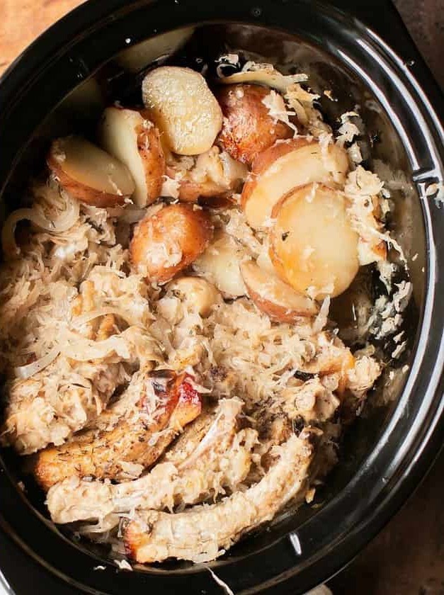 Slow Cooker Ribs, Potatoes and Sauerkraut