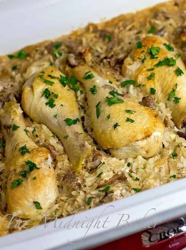 Slow Cooker Chicken with Creamy Mushroom Rice