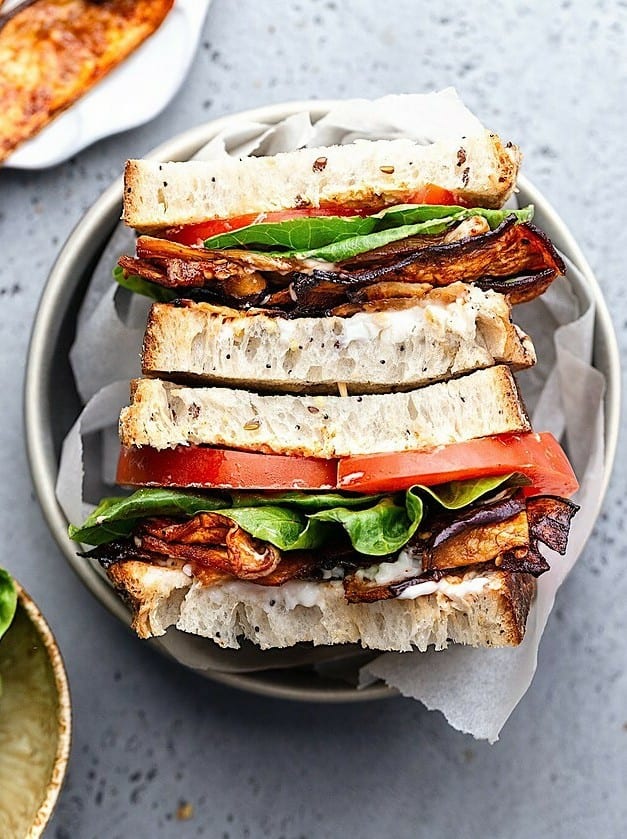 Vegan Eggplant BLT Sandwich