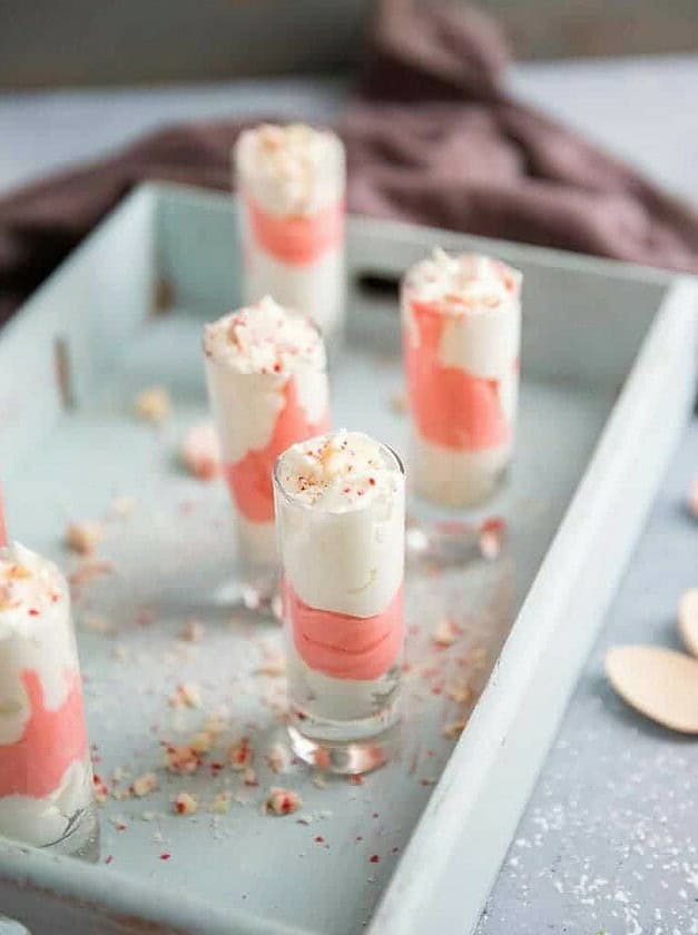 Candy Cane Pudding Shots