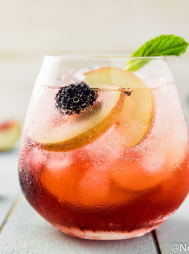 Blackberry Peach Elderflower Cocktail