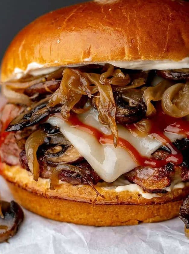 Venison Mushroom Swiss Burgers