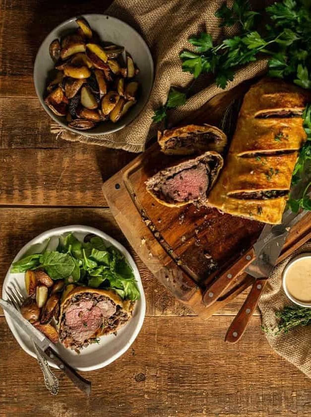 Beef Wellington with Creole Mushroom Mix