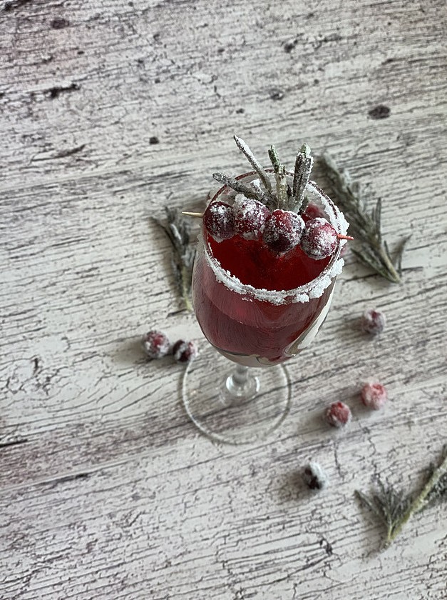 Rosemary Cranberry Bubbly Cocktail