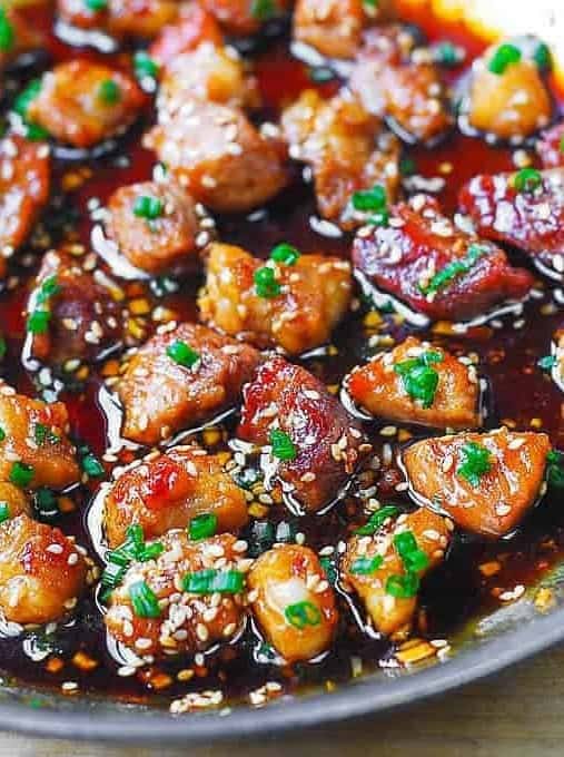 Sliced Pork Belly with Honey Garlic Sauce