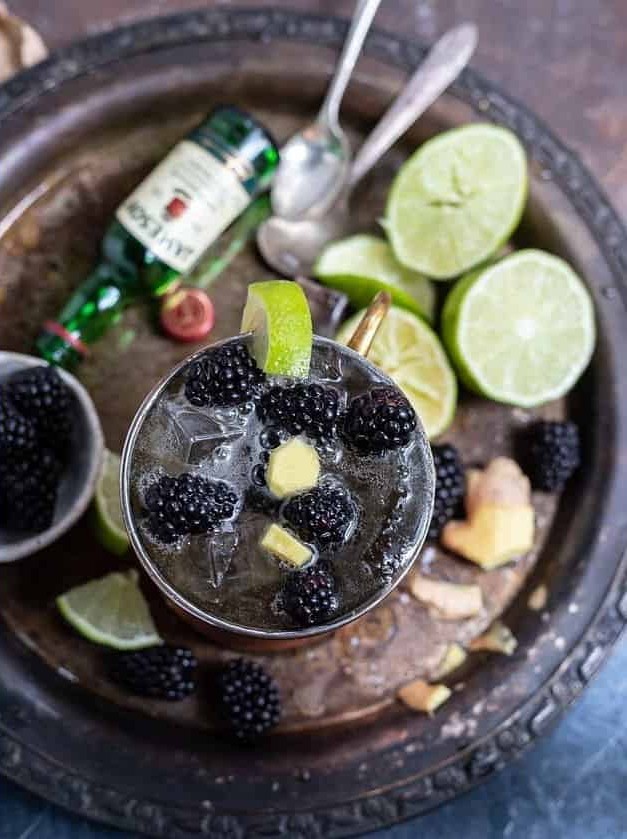 Blackberry Ginger Whiskey Mule Drink