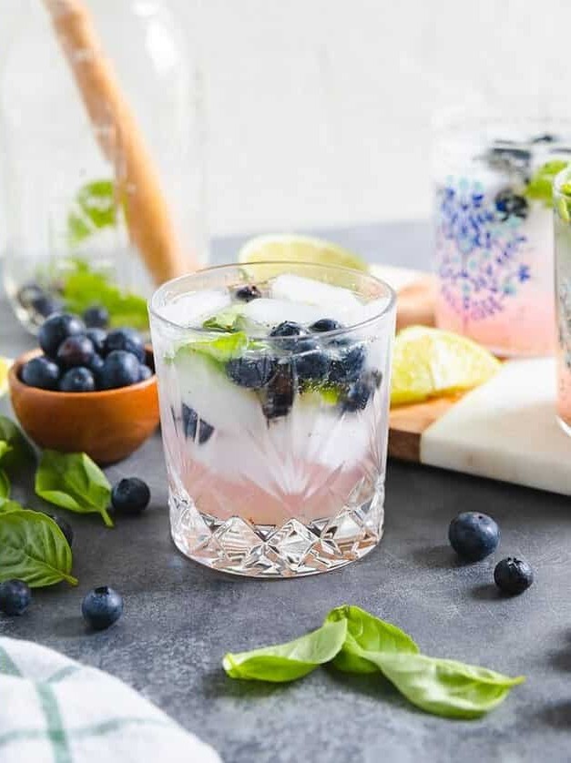 Boozy Basil Blueberry Cocktail