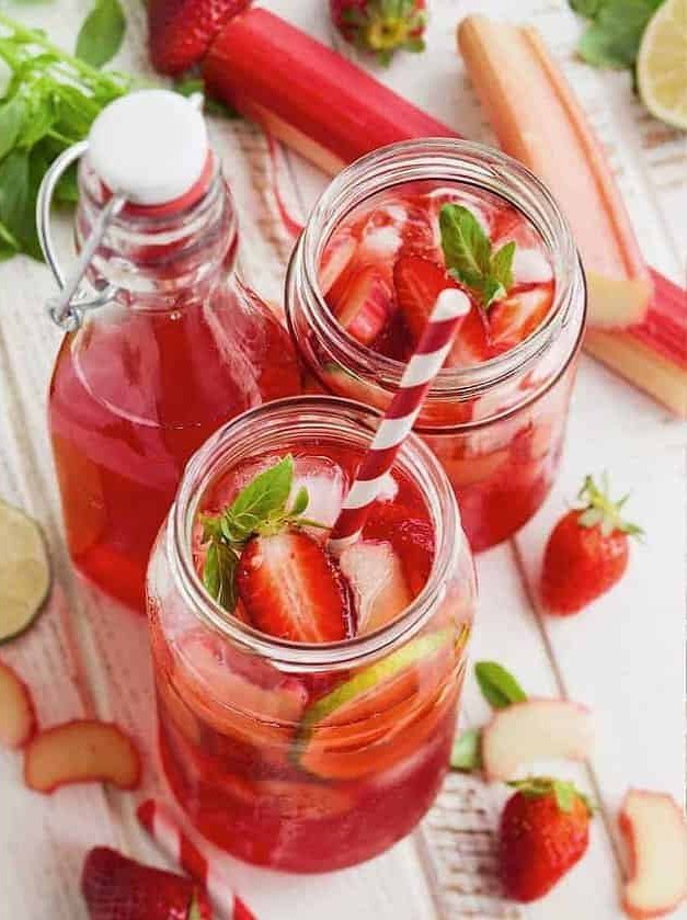 Strawberry Rhubarb Mojitos