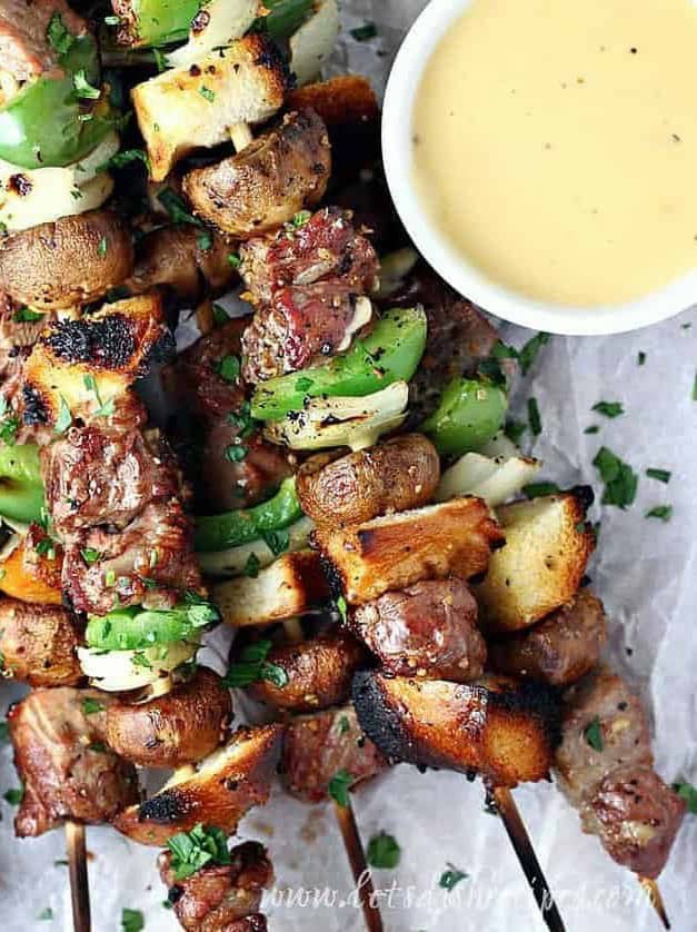 Grilled Philly Cheese Steak Kabobs