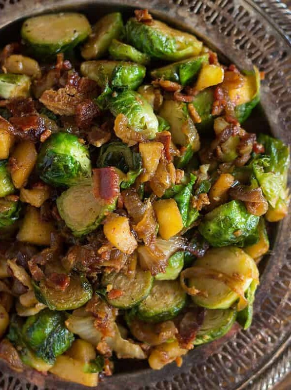 Bacon Apple & Caramelized Onion Brussels Sprouts