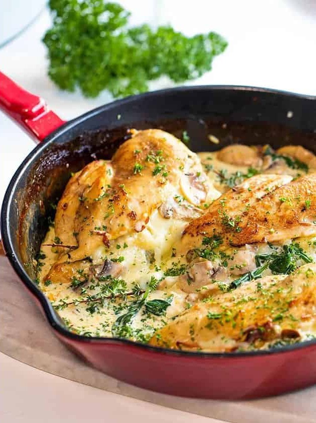 Creamy Mushroom and Spinach Stuffed Chicken Breast