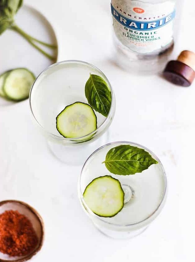 Cucumber Basil Martini With Red Salt