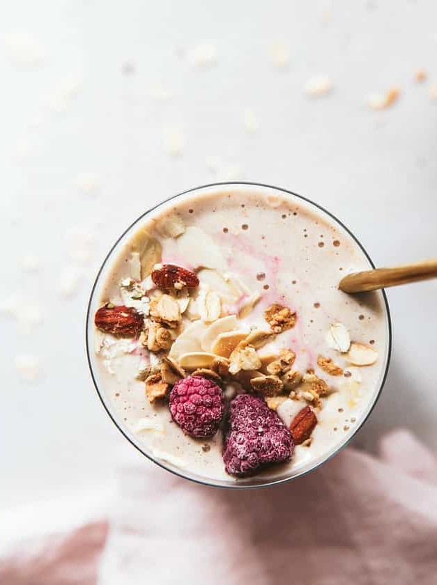 Banana Raspberry Swirl Breakfast Smoothie