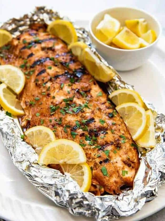 Grilled Soy Brown Sugar Salmon in Foil