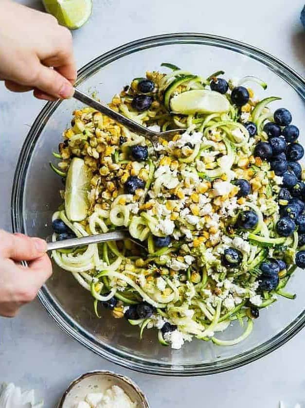 Cold Summer Zucchini Noodle Pasta Salad