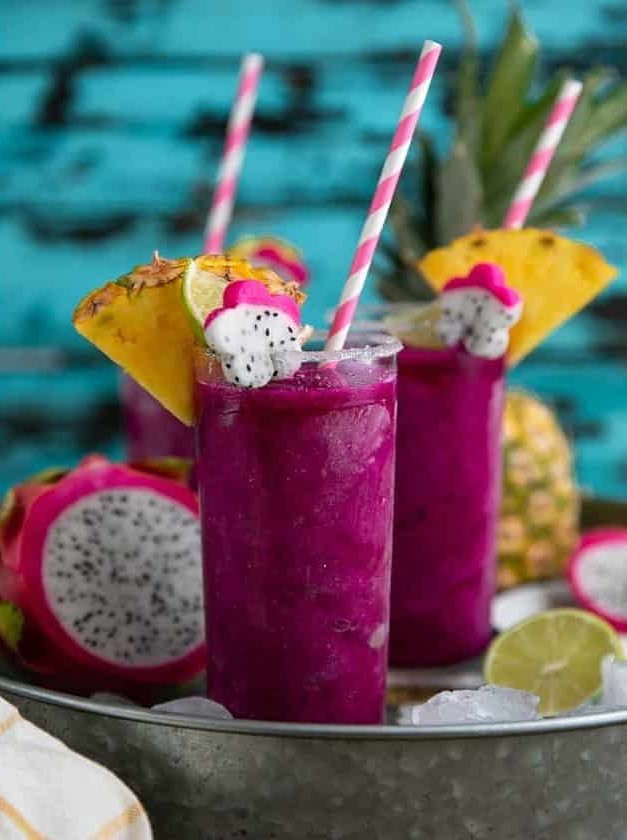 Frozen Pineapple Dragon Fruit Margaritas