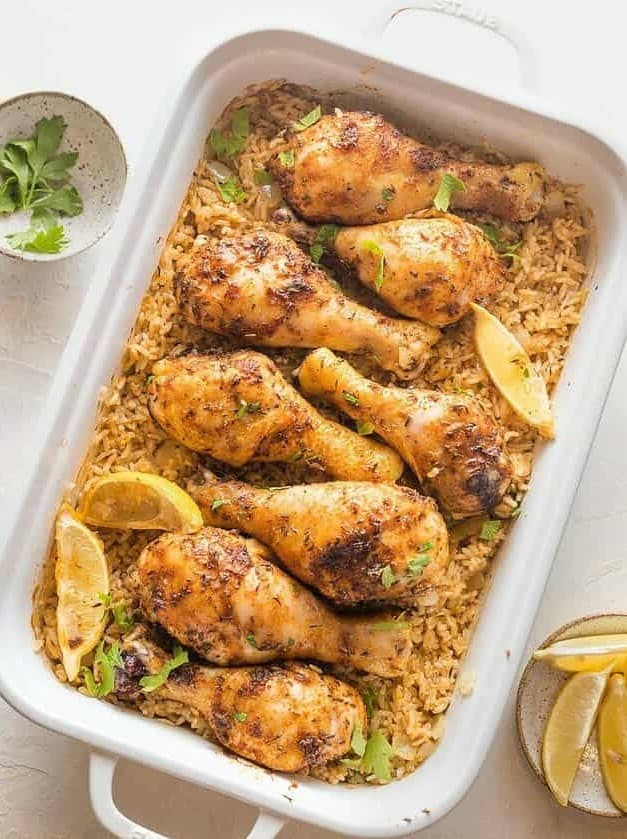 Baked Chicken Legs and Rice