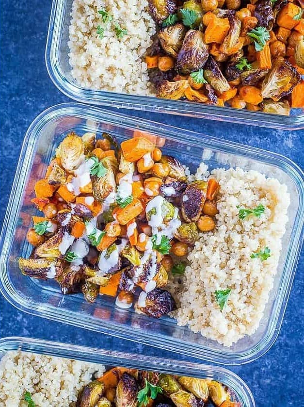 Roasted Sweet Potato and Chickpea Meal Prep Bowls