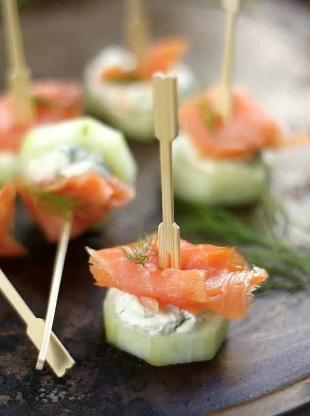 Smoked Salmon and Cream Cheese Cucumber Bites