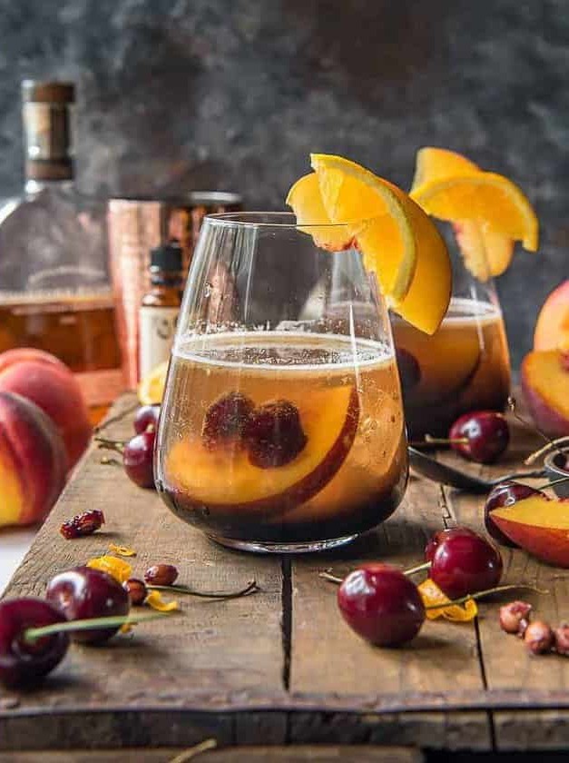 Summer Peach Old Fashioned Cocktail