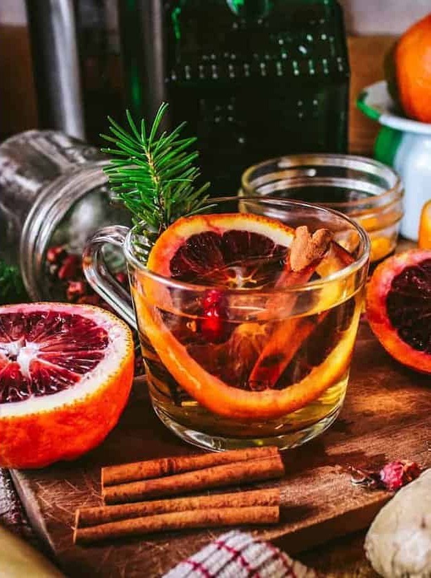 Conifer Hot Toddy With Rose Hips and Ginger