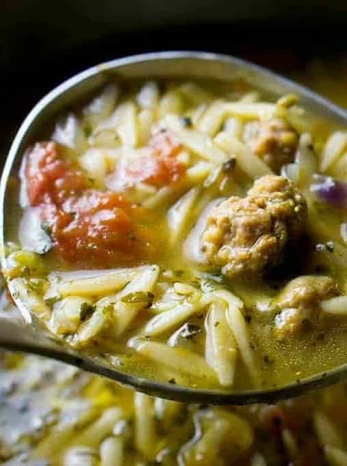 Italian Sausage Tomato Orzo Soup