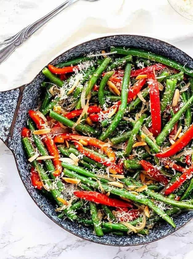 Sautéed Green Beans with Red Peppers & Almonds