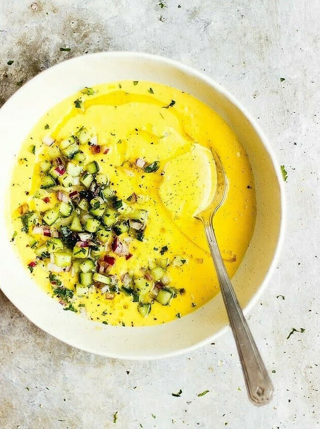 Farmers Market Chilled Soup with Cucumber Salad