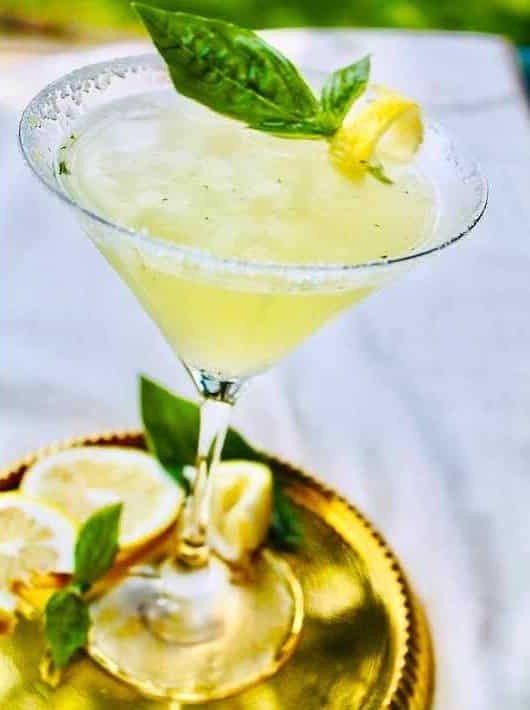 Lemon Basil Vodka Martini