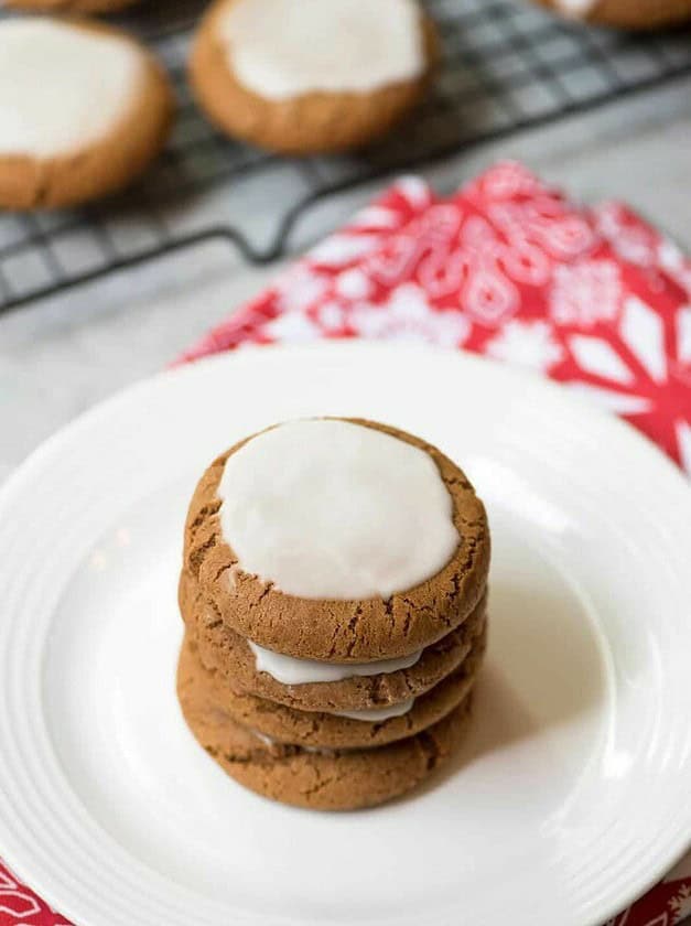 Chewy Iced Molasses Cookies