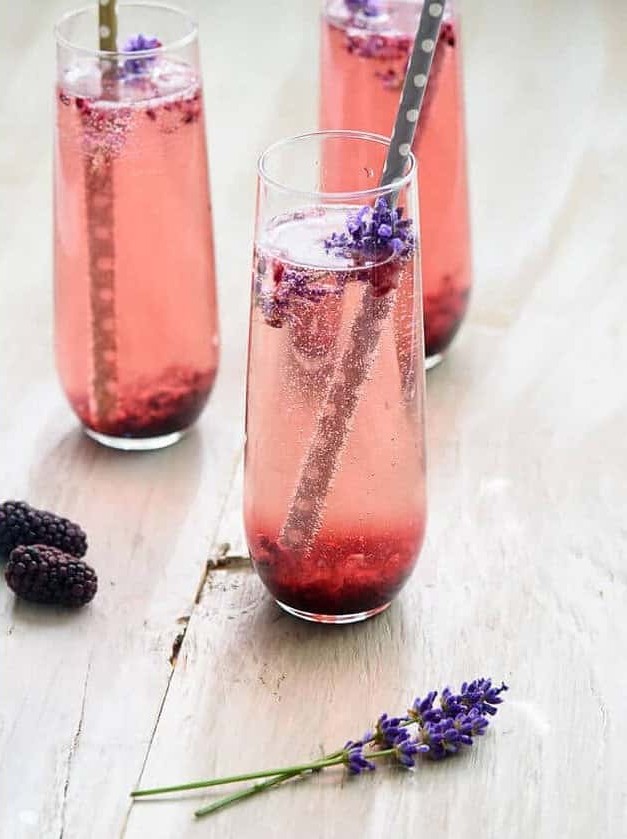 Blackberry Lavender Champagne Cocktail