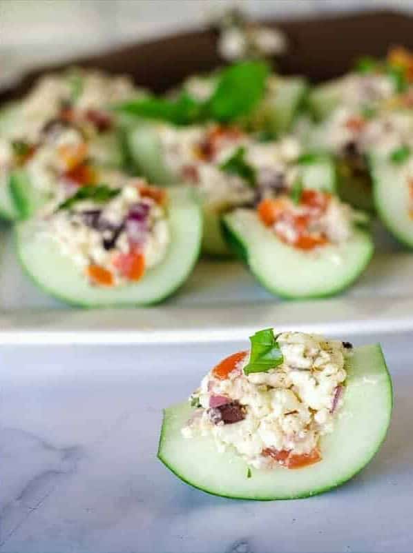 Greek Stuffed Cucumber Bites