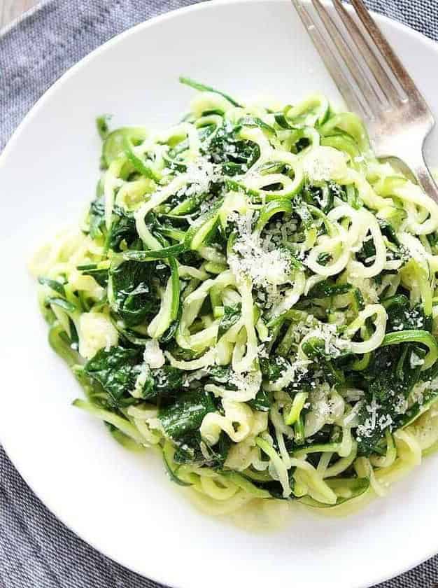 Spinach Parmesan Zucchini Noodles