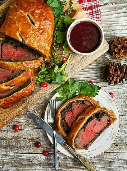 Beef Wellington with Red Wine Sauce