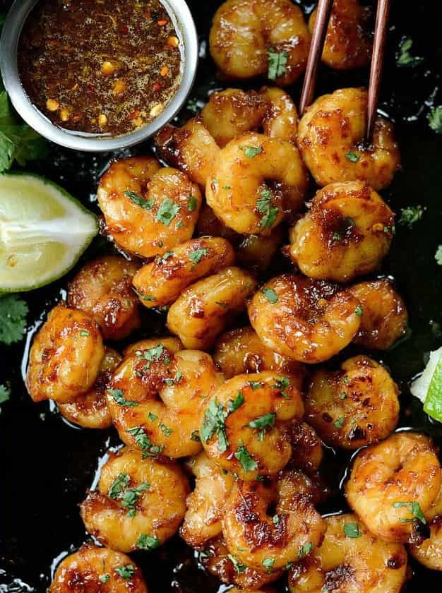 Glazed Hot Honey Garlic Shrimp