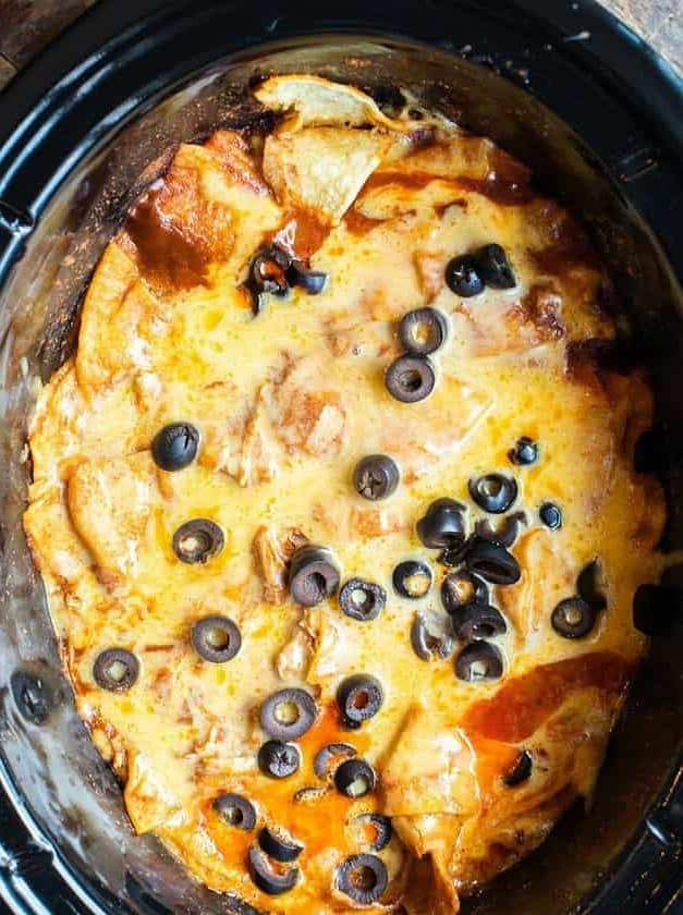 Slow Cooker Chicken Enchilada Casserole